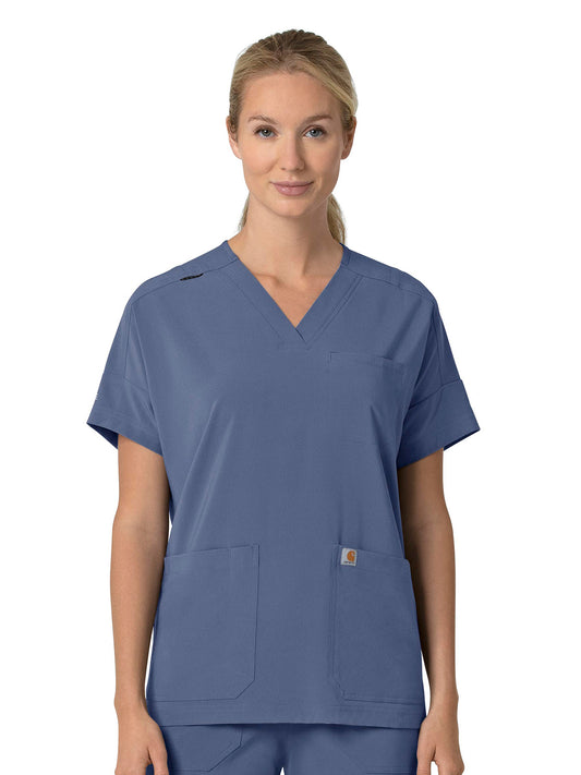 Women's Four-Pocket Oversized V-Neck Scrub Top - C13110 - Riverside