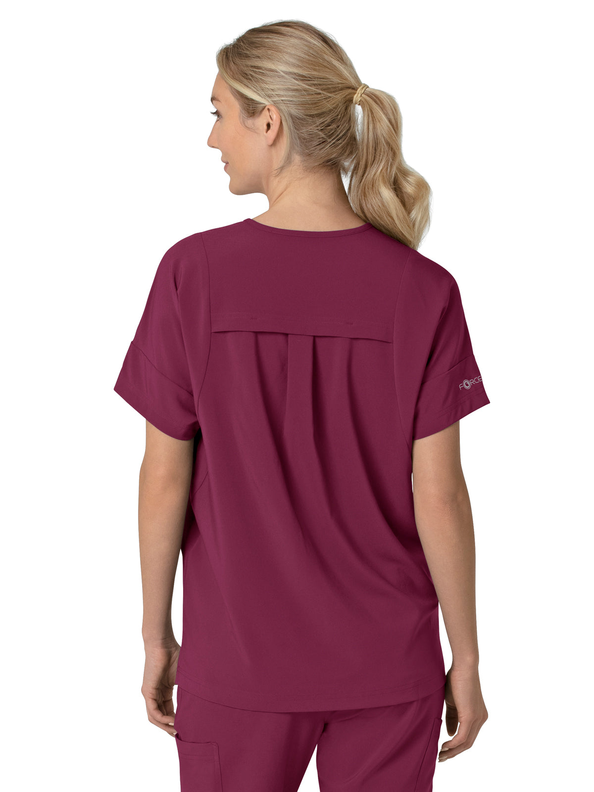 Women's Four-Pocket Oversized V-Neck Scrub Top - C13110 - Wine