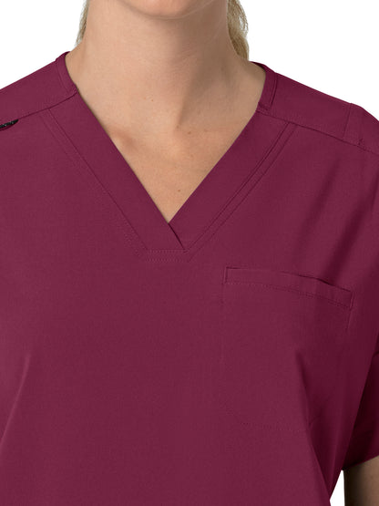 Women's Four-Pocket Oversized V-Neck Scrub Top - C13110 - Wine