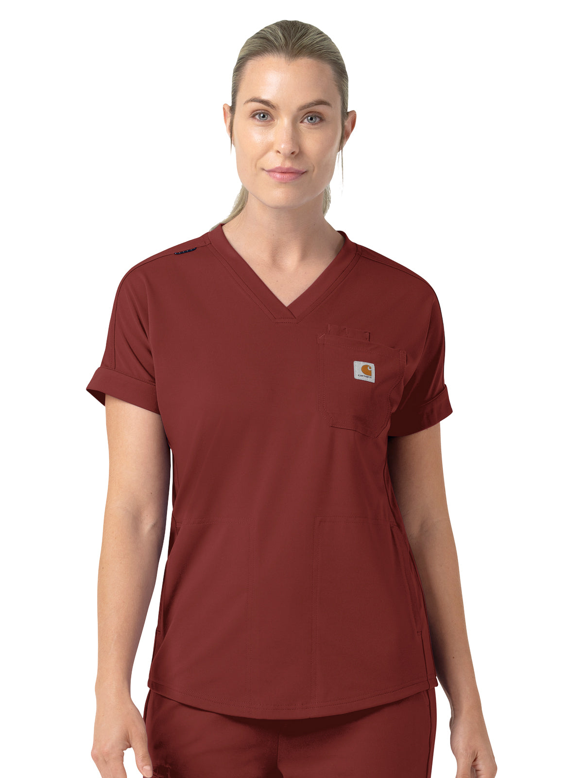 Women's Five-Pocket V-Neck Scrub Top - C13190 - Amber Terrain