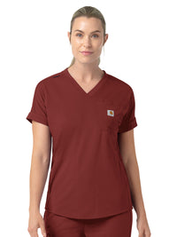 Women's Five-Pocket V-Neck Scrub Top - C13190 - Amber Terrain