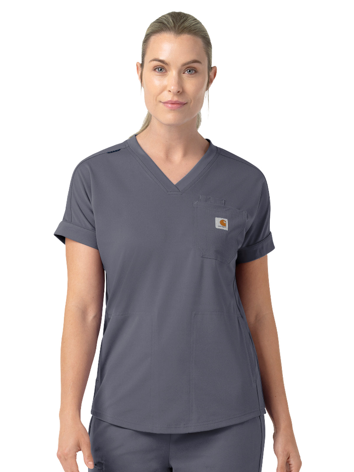 Women's Five-Pocket V-Neck Scrub Top - C13190 - Approaching Storm
