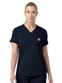 Women's Five-Pocket V-Neck Scrub Top - C13190 - Navy