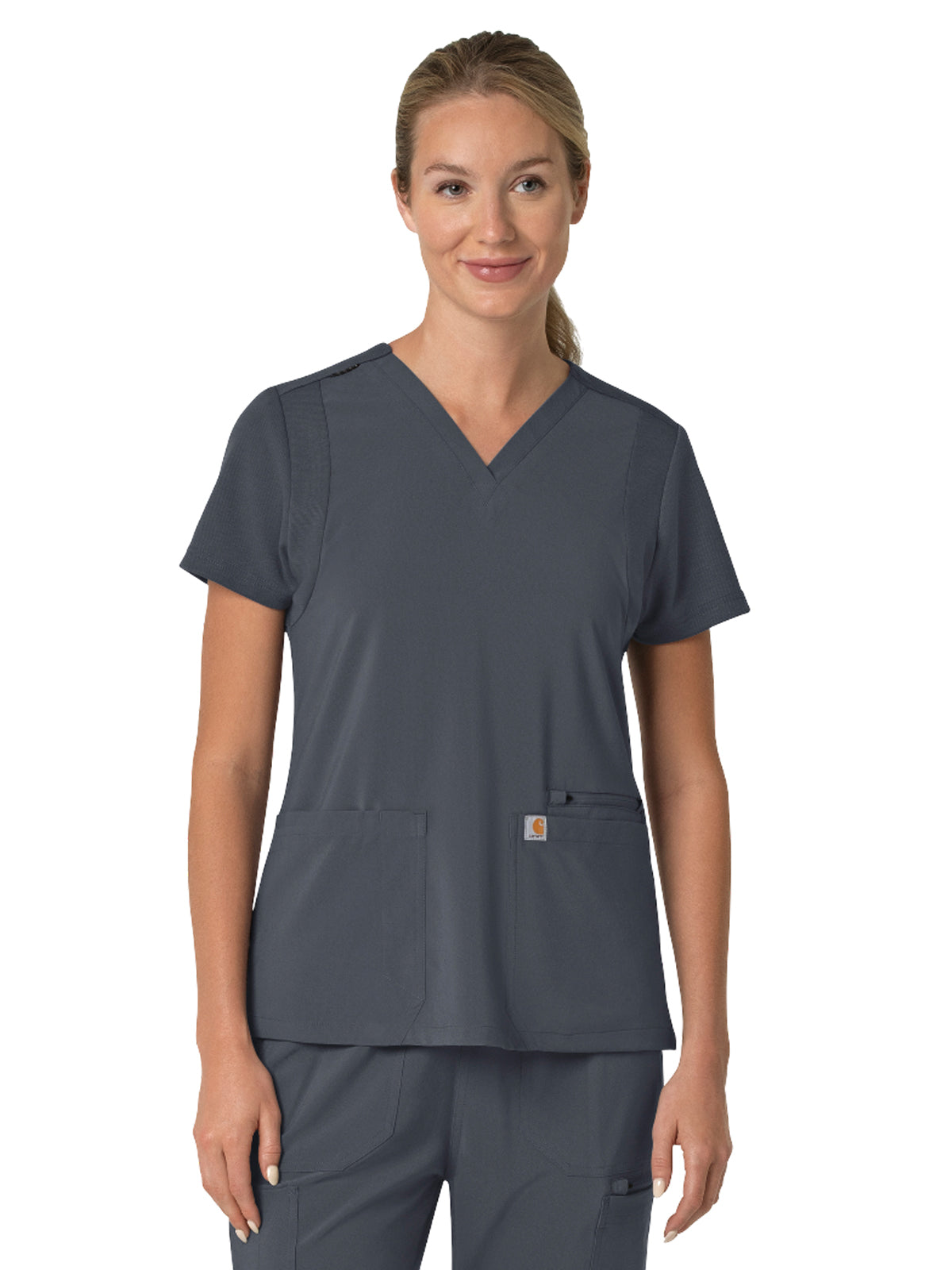 Women's Three-Pocket Flex Panel V-Neck Top - C13210 - Approaching Storm
