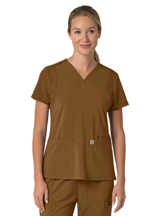 Women's Three-Pocket Flex Panel V-Neck Top - C13210 - Carhartt Brown