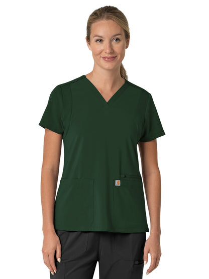 Women's Three-Pocket Flex Panel V-Neck Top - C13210 - Douglas Fir