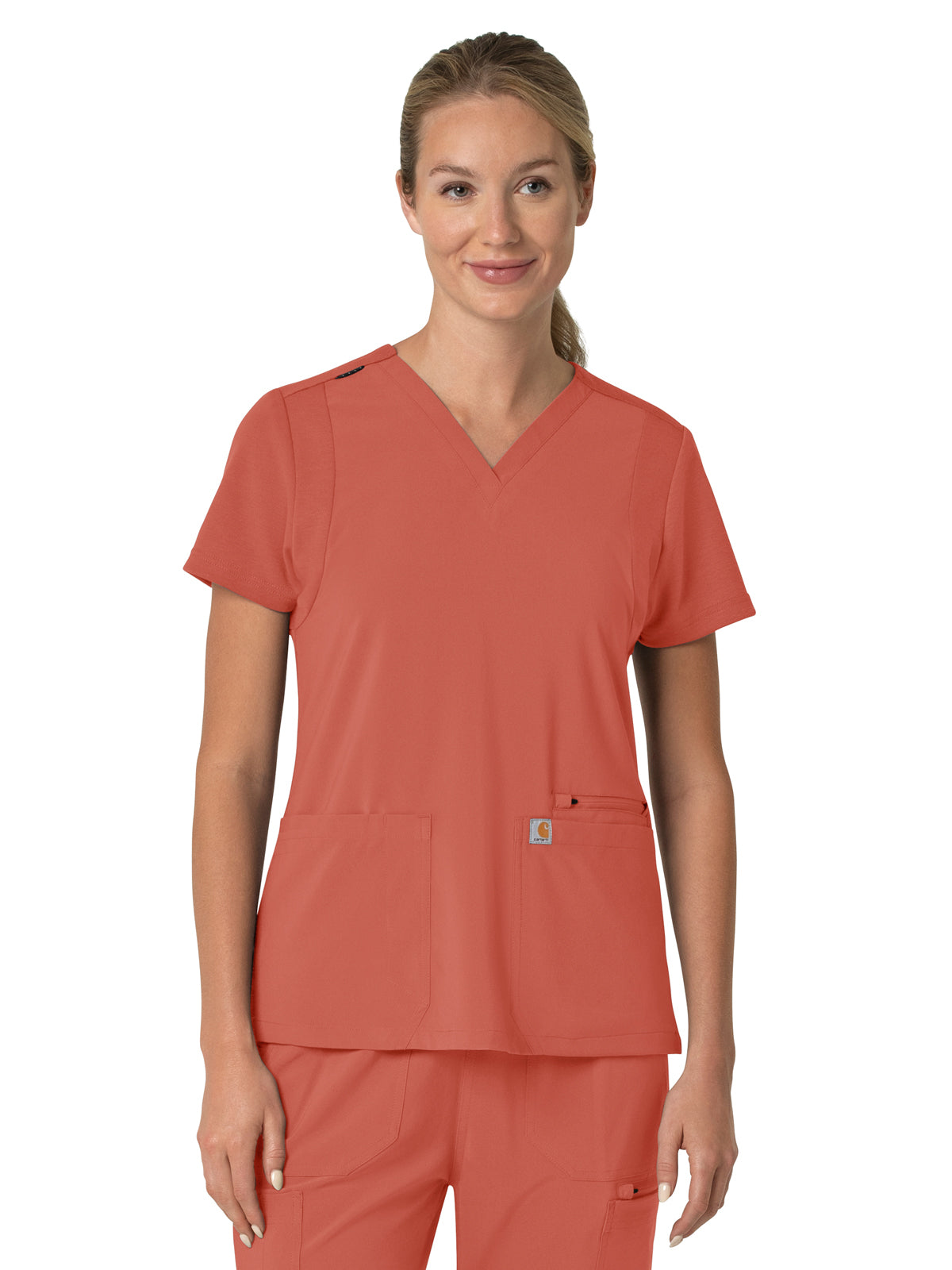 Women's Three-Pocket Flex Panel V-Neck Top - C13210 - Dusty Cedar