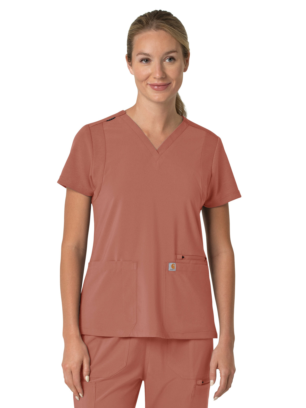 Women's Three-Pocket Flex Panel V-Neck Scrub Top - C13210 - Wildrose