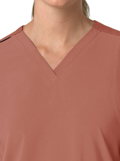 Women's Three-Pocket Flex Panel V-Neck Scrub Top - C13210 - Wildrose