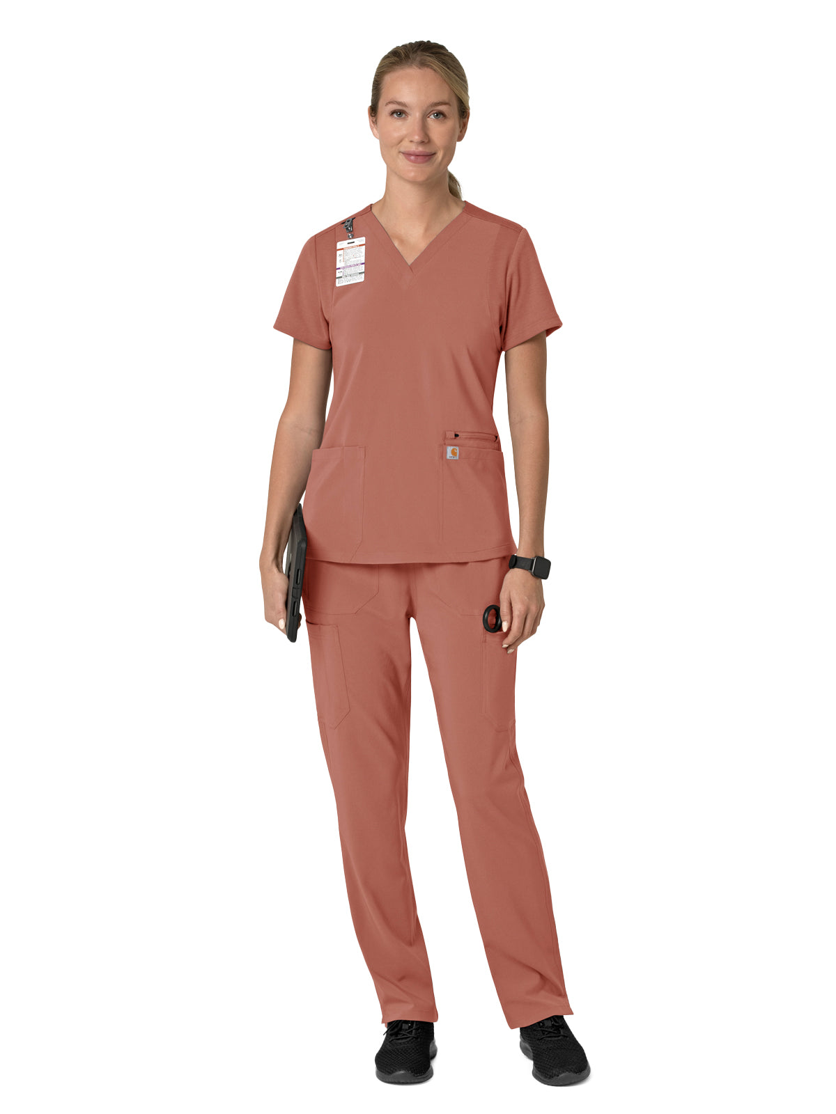 Women's Three-Pocket Flex Panel V-Neck Scrub Top - C13210 - Wildrose