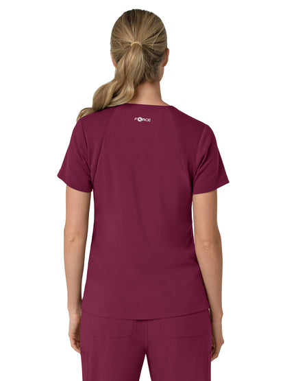 Women's Three-Pocket Flex Panel V-Neck Scrub Top - C13210 - Wine