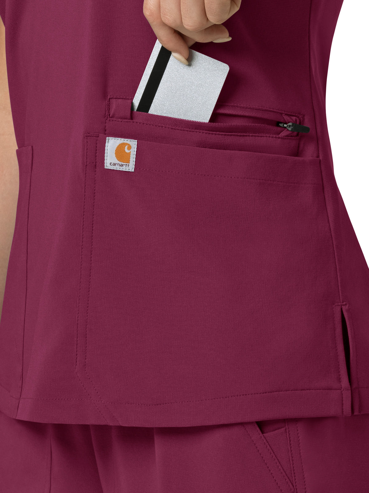 Women's Three-Pocket Flex Panel V-Neck Scrub Top - C13210 - Wine