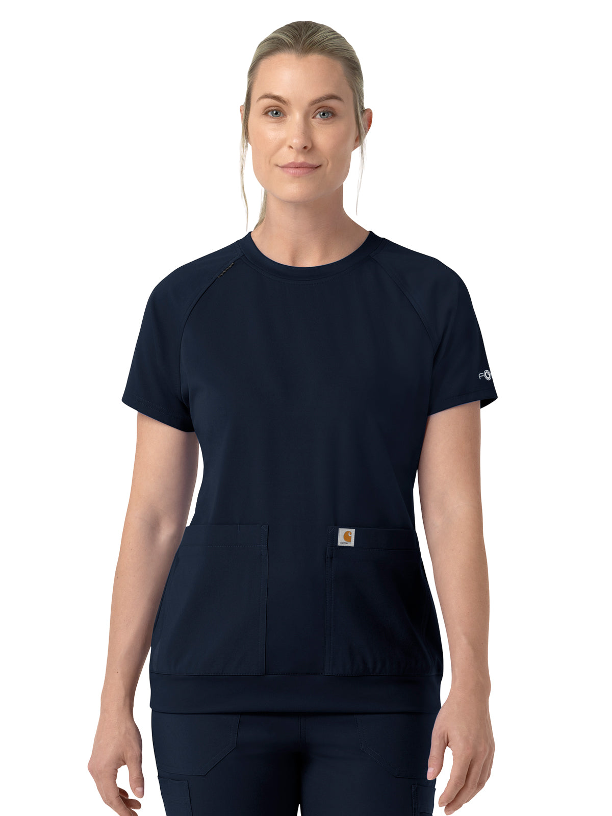 Women's Two-Pocket Crew Neck Scrub Top - C13290 - Navy