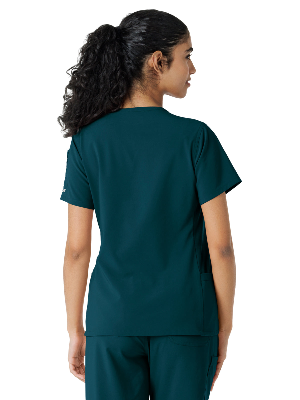 Women's Knit Panel Scrub Top - C13310 - Caribbean