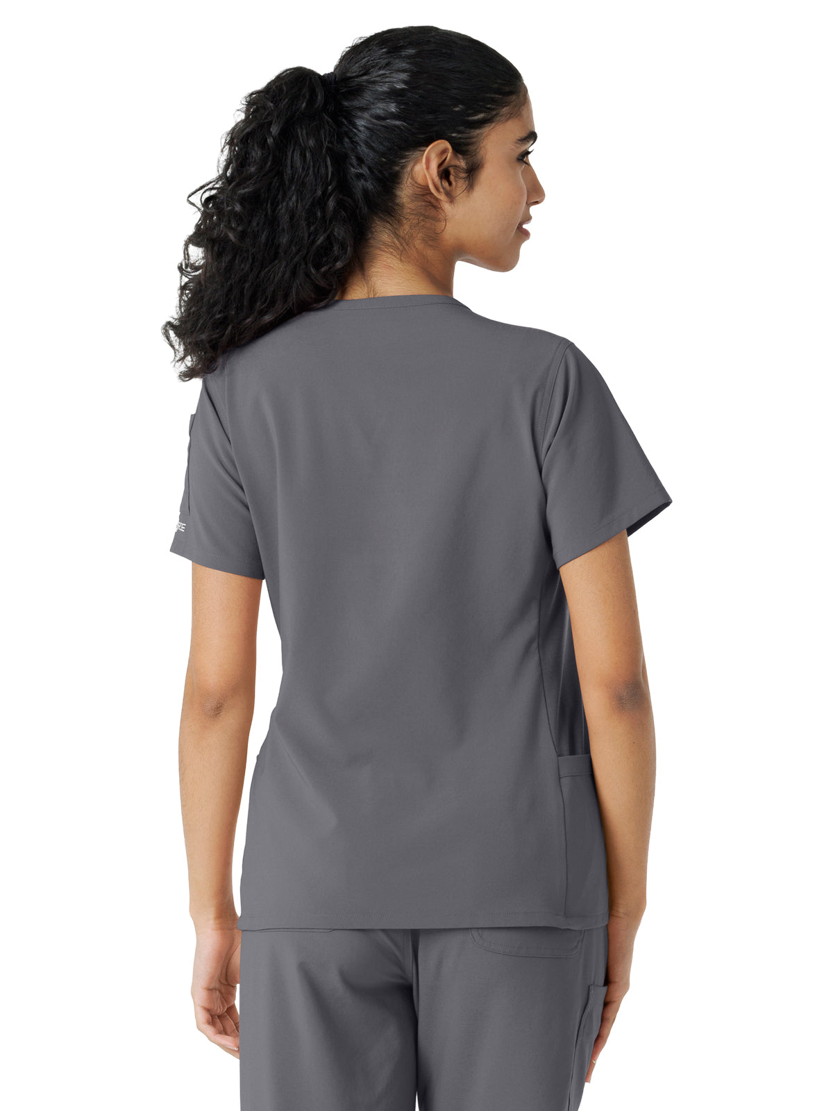 Women's Knit Panel Scrub Top - C13310 - Pewter