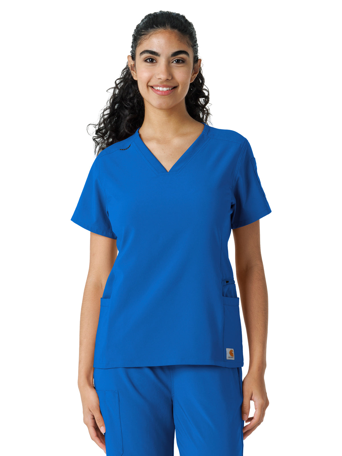 Women's Knit Panel Scrub Top - C13310 - Royal