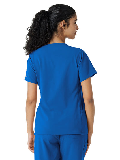 Women's Knit Panel Scrub Top - C13310 - Royal