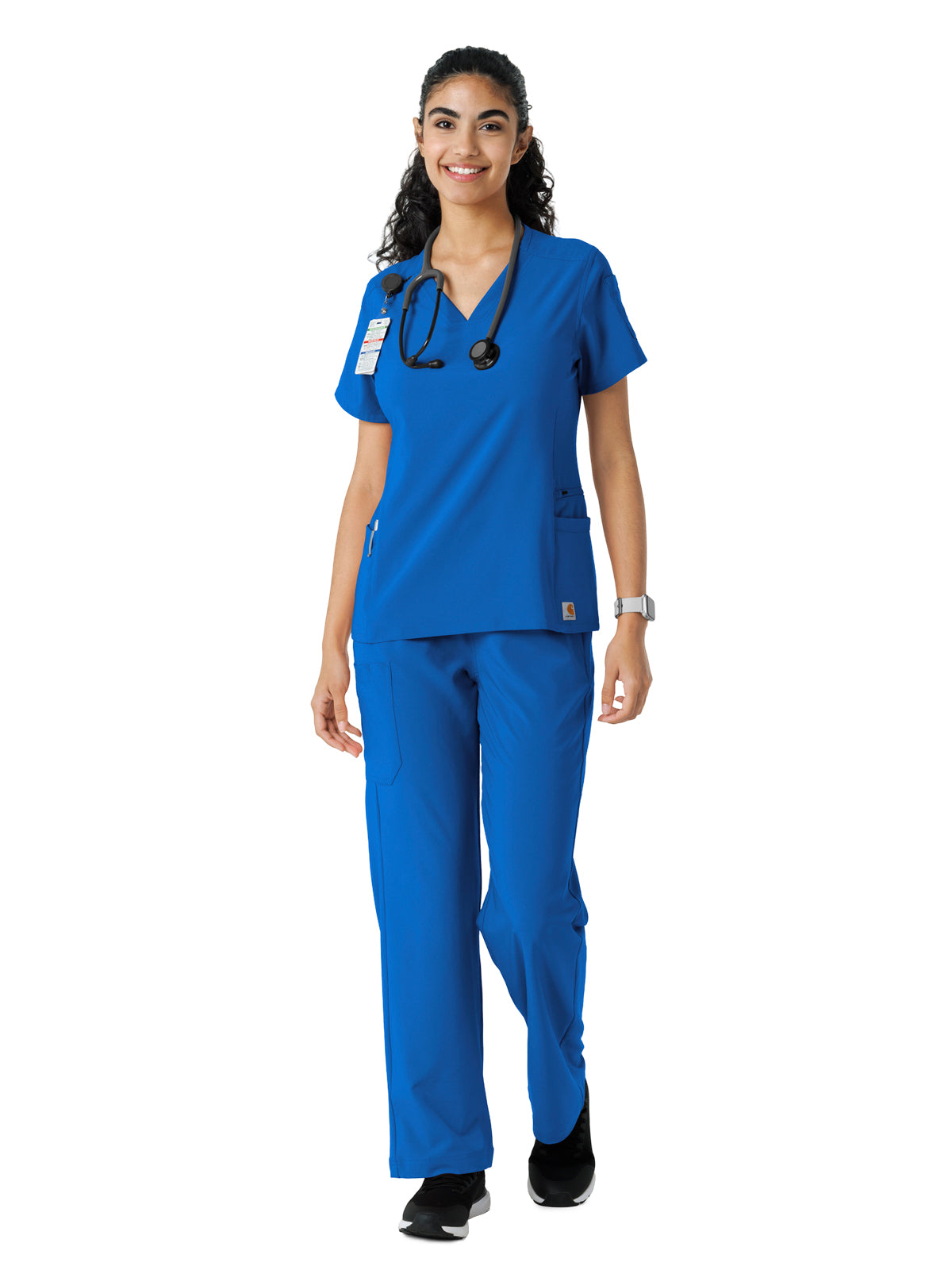 Women's Knit Panel Scrub Top - C13310 - Royal