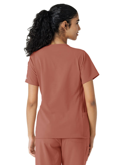 Women's Knit Panel Scrub Top - C13310 - Wildrose