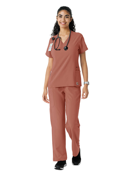 Women's Knit Panel Scrub Top - C13310 - Wildrose