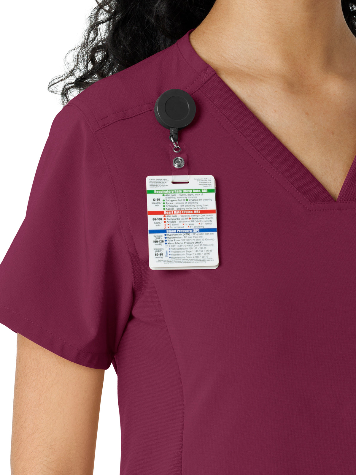 Women's Knit Panel Scrub Top - C13310 - Wine