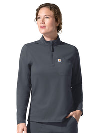 Women's Three-Pocket Long Sleeve Quarter Zip Scrub Top - C13390 - Approaching Storm