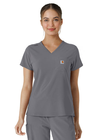 Women's One-Pocket Tuck-In Scrub Top - C13410 - Pewter