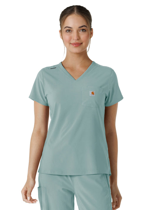 Women's One-Pocket Tuck-In Scrub Top - C13410 - Summer Blue