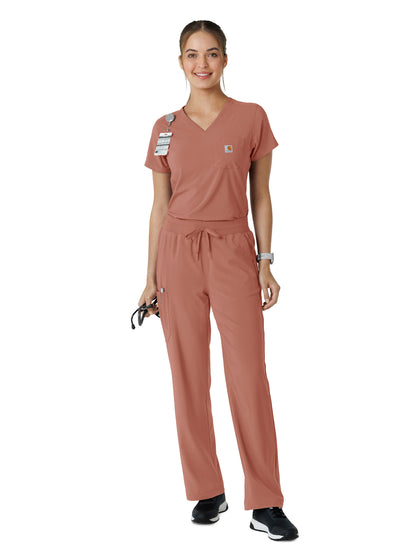 Women's One-Pocket Tuck-In Scrub Top - C13410 - Wildrose