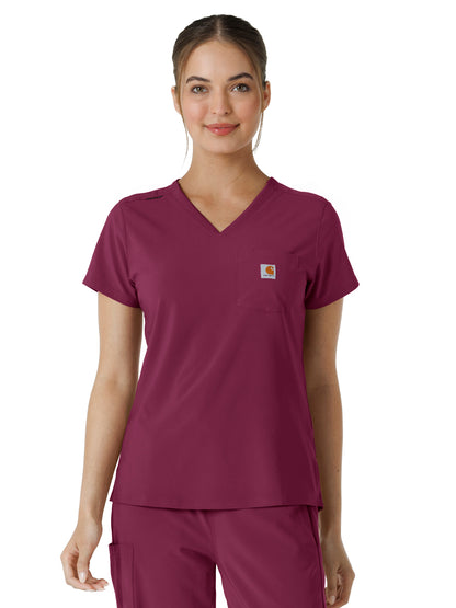 Women's One-Pocket Tuck-In Scrub Top - C13410 - Wine