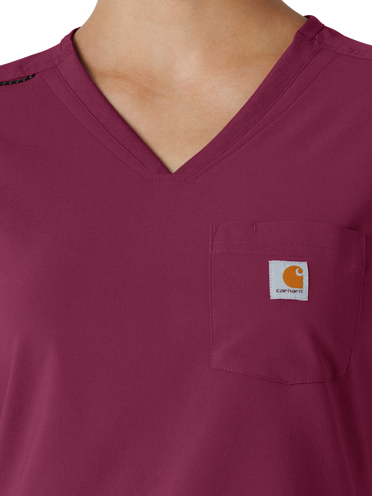 Women's One-Pocket Tuck-In Scrub Top - C13410 - Wine