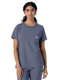 Women's One-Pocket Crew Neck Scrub Top - C13510 - Approaching Storm