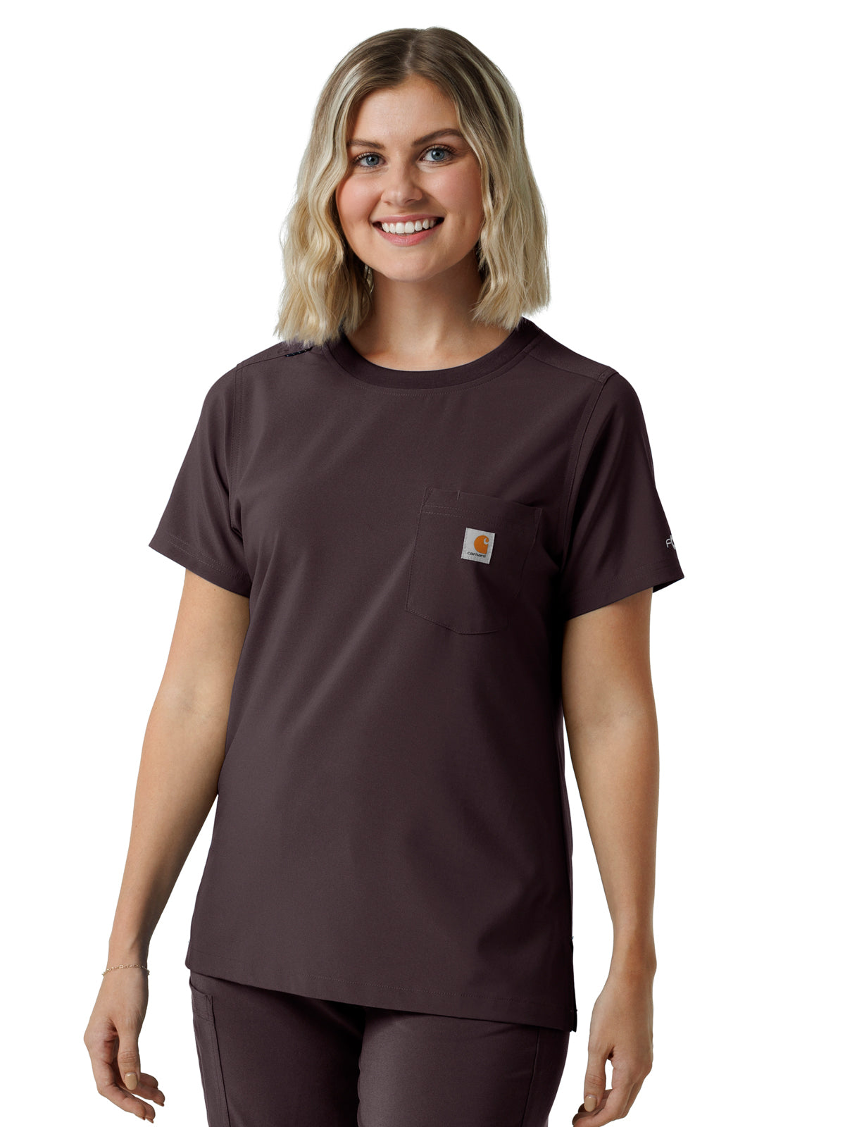 Women's One-Pocket Crew Neck Scrub Top - C13510 - Dark Sepia