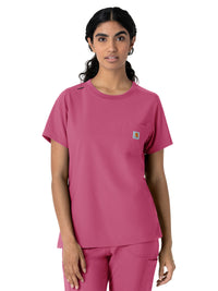 Women's One-Pocket Crew Neck Scrub Top - C13510 - Electric Fuschia