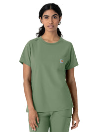 Women's One-Pocket Crew Neck Scrub Top - C13510 - Green Slate