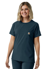 Women's One-Pocket Crew Neck Scrub Top - C13510 - Navy