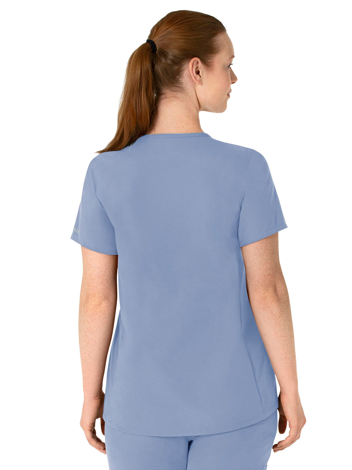 Women's Four-Pocket Henley Maternity Scrub Top - C14113 - Ceil Blue