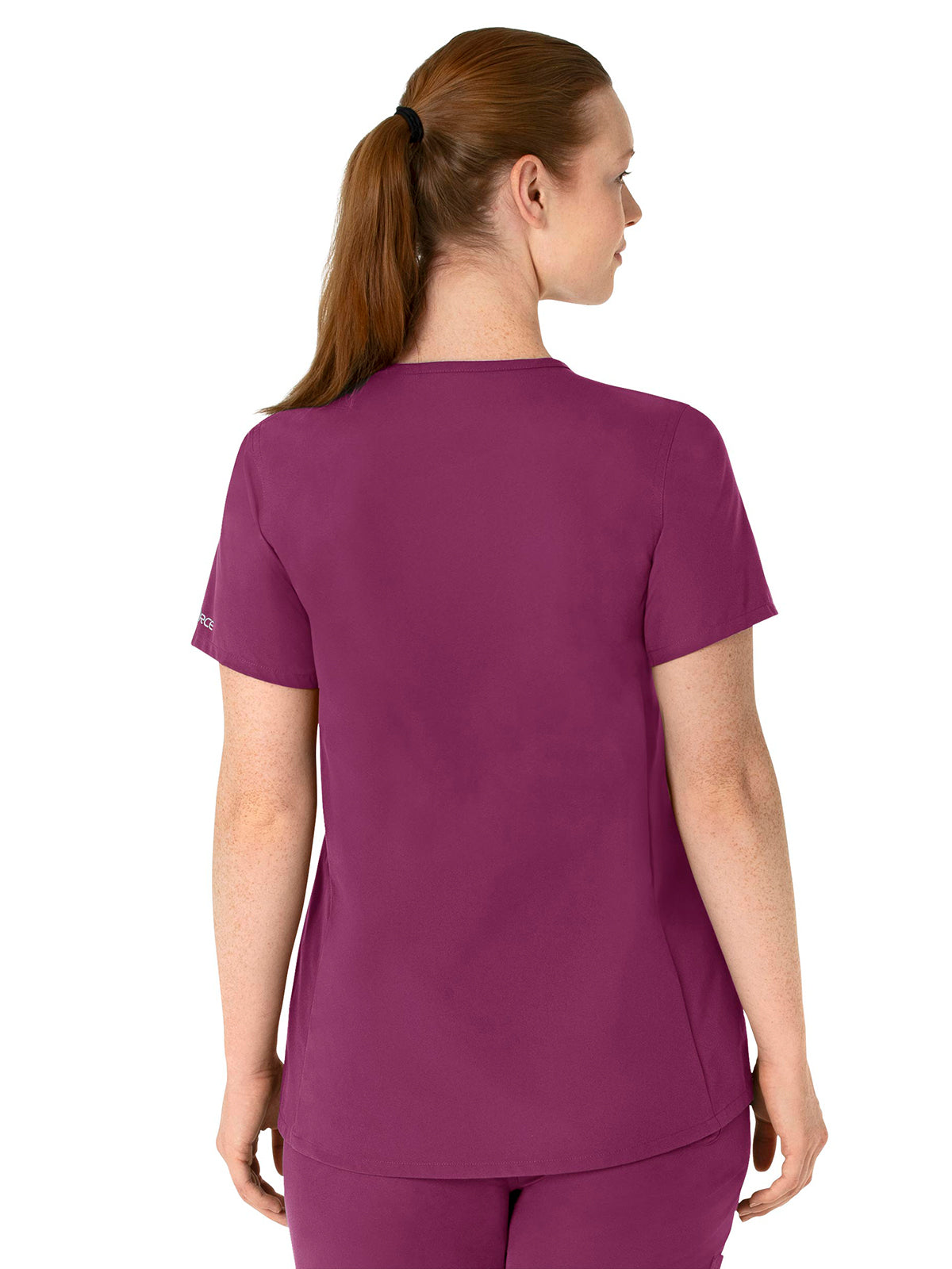 Women's Four-Pocket Henley Maternity Scrub Top - C14113 - Wine