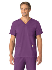 Unisex Seven-Pocket Modern Fit V-Neck Top - C15013 - Eggplant