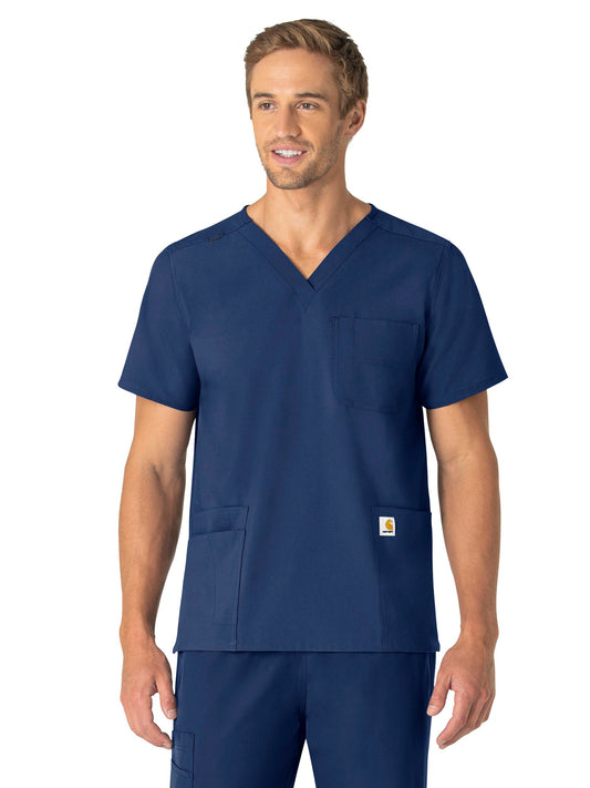 Unisex Seven-Pocket Modern Fit V-Neck Top - C15013 - Navy