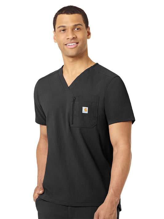 Men's Two-Pocket Modern Fit Tuck-In V-Neck Top - C15137 - Black