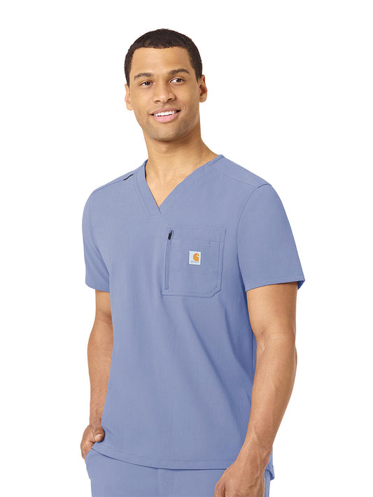 Men's Two-Pocket Modern Fit Tuck-In V-Neck Top - C15137 - Ceil Blue