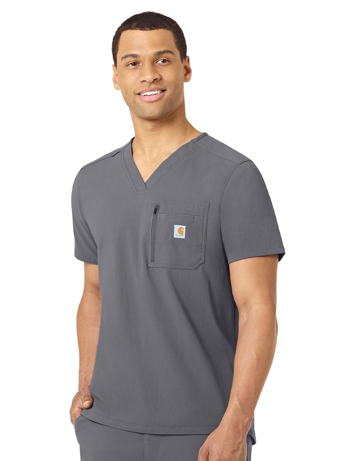 Men's Two-Pocket Modern Fit Tuck-In V-Neck Top - C15137 - Pewter