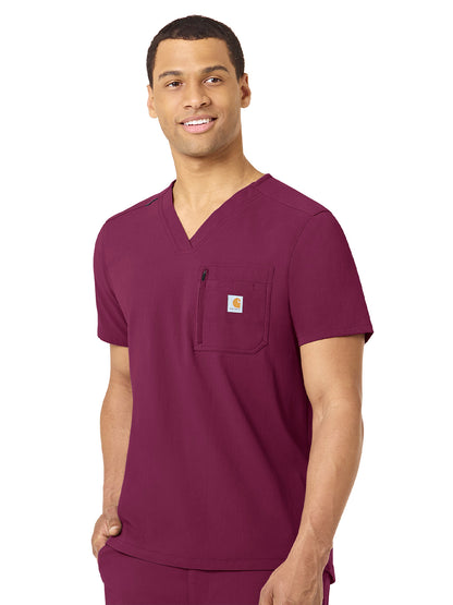 Men's Two-Pocket Modern Fit Tuck-In V-Neck Top - C15137 - Wine