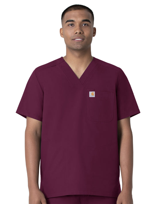 Men's Four-Pocket Modern Fit V-Neck Top - C16113 - Wine