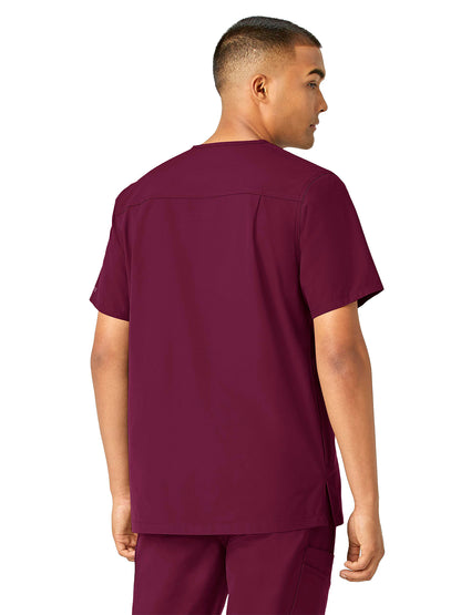 Men's Four-Pocket Modern Fit V-Neck Top - C16113 - Wine