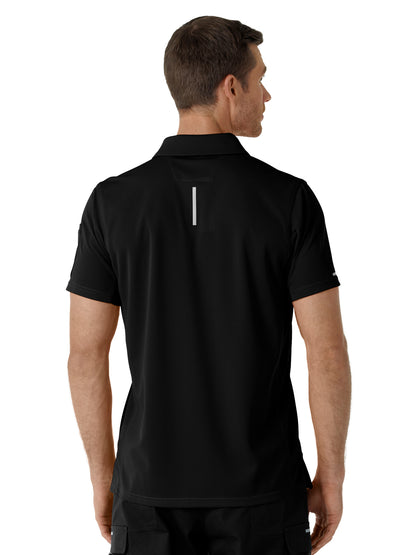 Men's Three-Pocket Lightweight Short Sleeve Polo Scrub Top - C16119 - Black