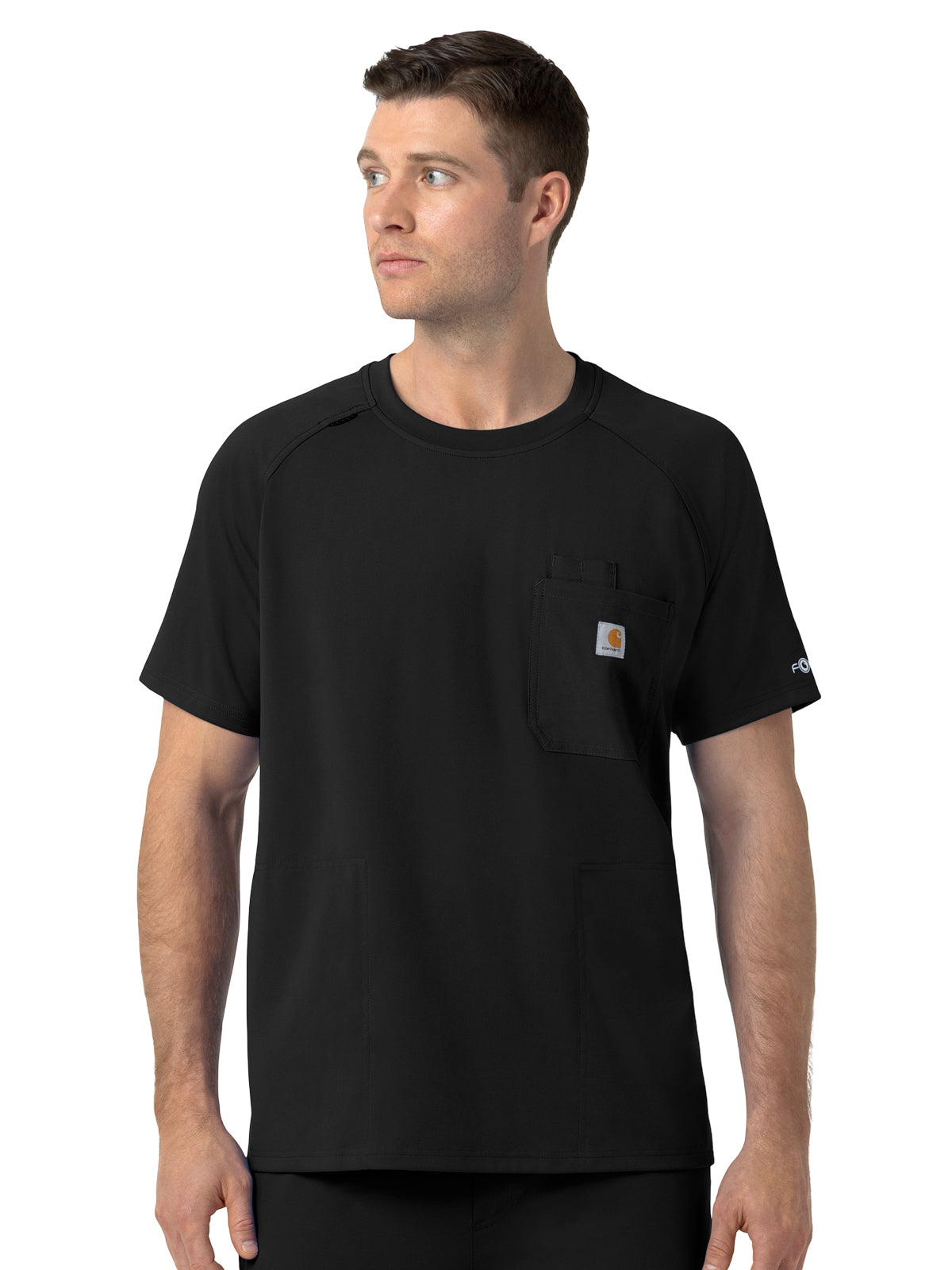 Men's Five-Pocket Crew Neck Scrub Top - C16190 - Black
