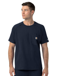 Men's Five-Pocket Crew Neck Scrub Top - C16190 - Navy