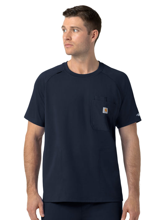 Men's Five-Pocket Crew Neck Scrub Top - C16190 - Navy